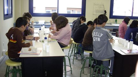 Imagen de archivo de alumnos en un laboratorio escolar. En Timss se le pregunta a los alumnos cuántas veces visitan el laboratorio a lo largo del curso