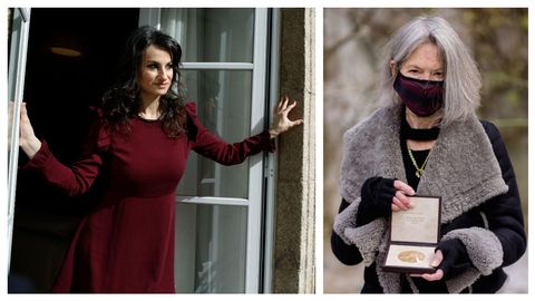 La poeta gallega Yolanda Castaño y la premio Nobel estadounidense Louise Glück