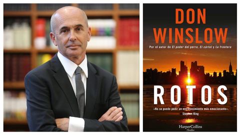 El escritor estadounidense Don Winslow. A la derecha, portada de su último libro, la colección de cuentos «Rotos»
