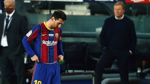 Messi, en el partido de Liga entre el Bara y el Valencia
