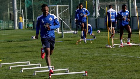 Rolan, en un entrenamiento en Abegondo