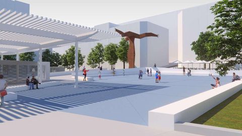 Una gran pérgola presidirá el centro de la plaza para cear una zona de sombra