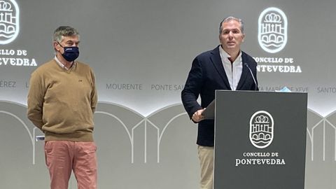 Gerado Pérez Puga y Rafa Domínguez en una comparecencia en el Concello de Pontevedra