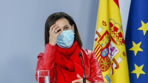 Foto de archivo de la ministra de Defensa, Margarita Robles, en una rueda de prensa en la Moncloa.