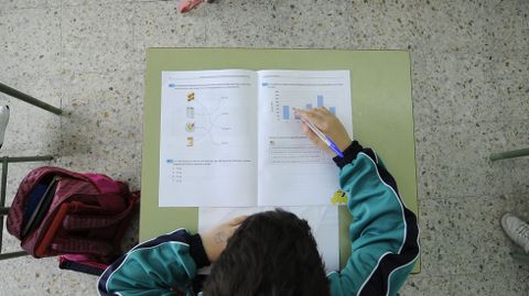 Imagen de archivo de un alumno haciendo la prueba diagnóstica de final de curso en un colegio de Silleda
