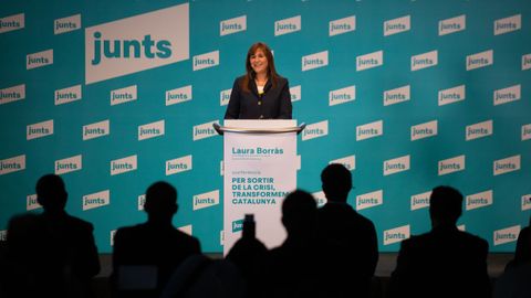 Laura Borrás, de JxCat, este miércoles en una conferencia en Barcelona