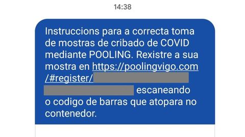 Este es el mensaje enviado este martes a los seleccionados para el cribado entre 4.500 personas en Monforte
