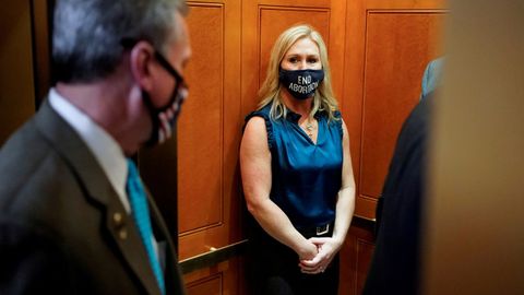 Marjorie Taylor Greene abandona la reunión de republicanos en el Capitolio celebrada el miércoles