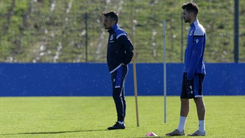 Rubén de la Barrera y Rayco, durante un entrenamiento