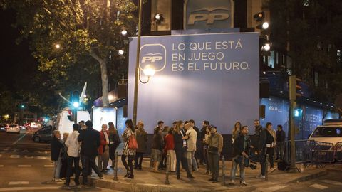 MAYO 2014. Sede nacional del PP sin apenas gente tras la jornada de votación de las elecciones europeas