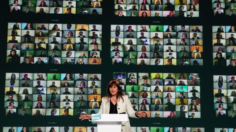 La candidata de Junts, Laura Borrs, durante un acto de campaa