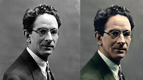 A la izquierda, la fotografa original del rector de la Universidad de Oviedo Leopoldo Alas. A la derecha, la imagen coloreada por el artista