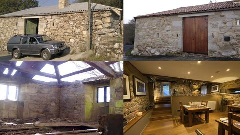 El antes y el después de una vivienda reformada en Palas de Rei, que ahora es una casa de turismo rural