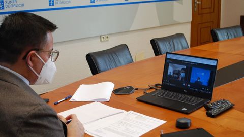 El conselleiro de Medio Rural, en una reunión telemática con la alcaldesa de Rairiz de Veiga