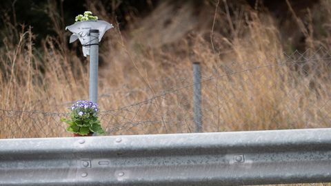 Flores en el lugar del accidente de Álex Casademunt