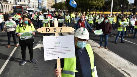 Protesta de trabajadores de Ence en A Coruña