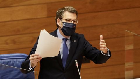Alberto Núñez Feijoo, en el pleno del Parlamento