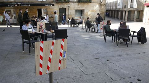 Terrazas clausuradas al 50 % en el centro histórico de Pontevedra
