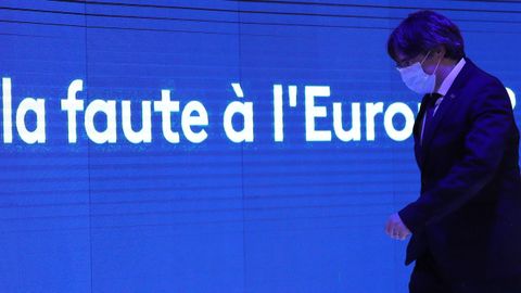 El expresidente catalán huido de la Justicia, Carles Puigdemont, ayer en el Parlamento Europeo