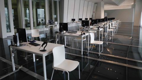 Espacios preparados en la Cidade da Cultura de Santiago de Compostela para la prueba piloto de vacunación masiva