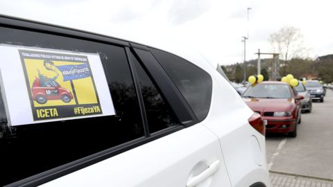 Caravana de protesta de la Plataforma de Trabajadores Públicos Temporales en Fraude de Ley