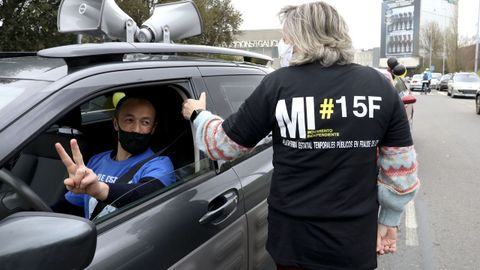 Caravana de protesta de la Plataforma de Trabajadores Públicos Temporales en Fraude de Ley