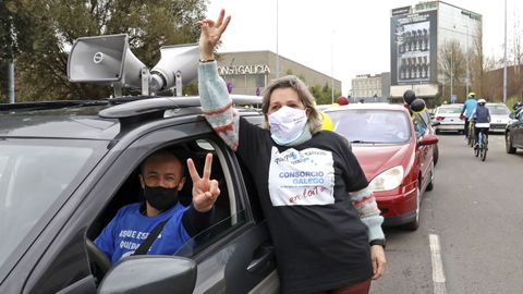 Caravana de protesta de la Plataforma de Trabajadores Públicos Temporales en Fraude de Ley