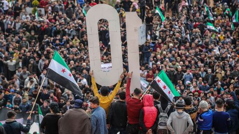 Multitudinaria manifestación en Idlib