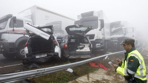 Parte de los 39 vehículos implicados en el accidente ocurrido el 26 de julio del 2014