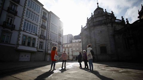 Un instante de la ruta en la Praza de Santa María