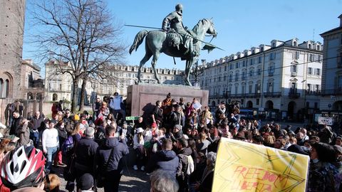 Manifestantes en Turín