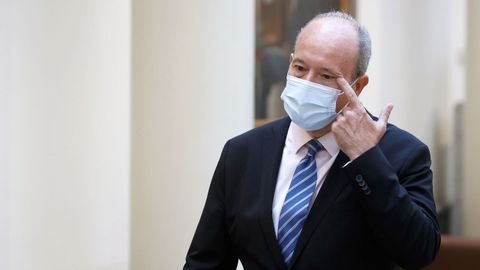El ministro de Justicia, Juan Carlos Campo, en una sesión de control al Gobierno en el Senado.