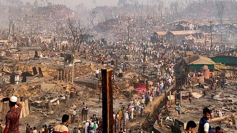 El devastador incendio destruyó por completo el campamentode Balukhali, en el distrito de Cox's Bazar.