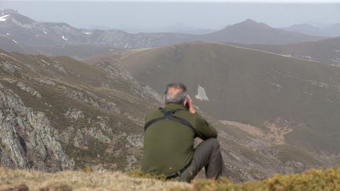 Un agente forestal realizando observación en la reserva