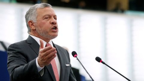 El rey jordano, en una intervención en el Parlamento Europeo en enero del 2020