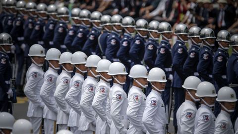 Parada en un acto oficial de la guardia de honor del Ejército de Taiwán.