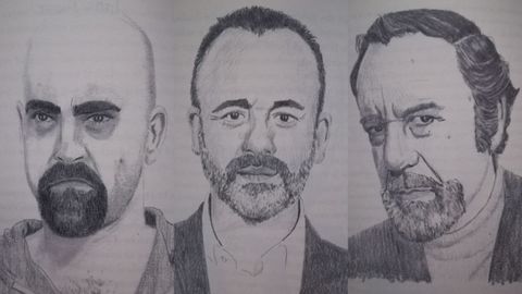 Retratos de Luís Tosar, Javier Gutiérrez y Fernando Rey incluidos en el libro