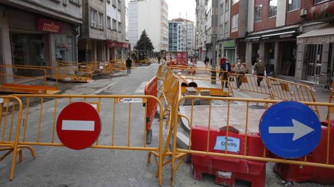 Obras en la calle Loureiro Crespo, en Pontevedra