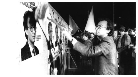 González Laxe, na campaña electoral de 1985