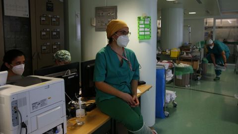 La unidad de reanimación de Montecelo, el pasado 13 de febrero, cuando atendía a pacientes covid críticos