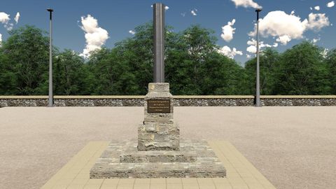 Parque Central de Galicia: monolito del centro geográfico de Galicia
