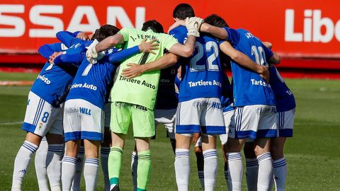 Real Oviedo Sporting derbi asturiano El Molinn.Los futbolistas del Real Oviedo se conjuran antes del derbi ante el Sporting
