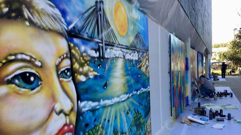 Jornada de arte urbano en el exterior del Verbum, en marzo del 2019
