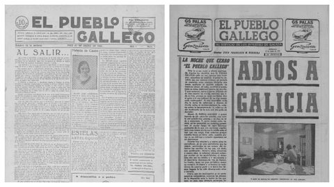 Primera portada de «El Pueblo Gallego», o 27 de xaneiro de 1924; e último exemplar, en 0 17 de xuño de 1979
