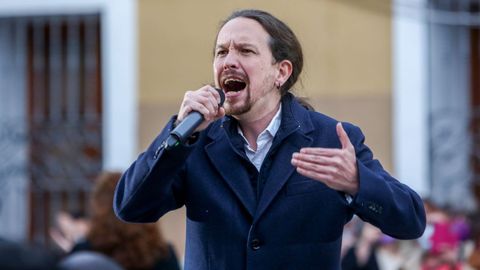 Pablo Iglesias en un mitin de Unidas Podemos