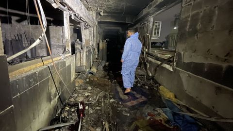 Estado en el que quedó el interior del Hospital Ibn Al-Khatib, al sur de Bagdad
