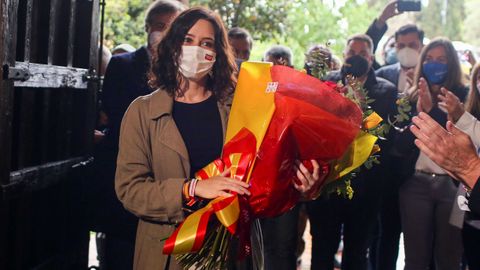 Isabel Díaz Ayuso, este domingo, en un mitin en Alcorcón