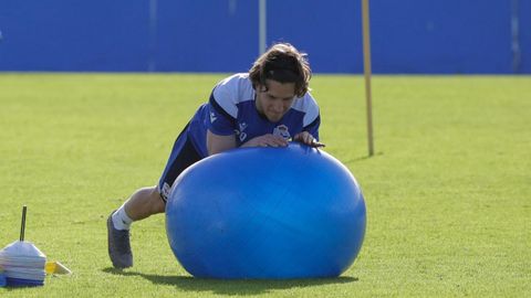 Keko, durante un entrenamiento en la ciudad deportiva de Abegondo