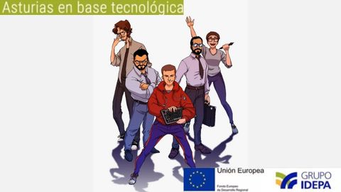 El equipo de Meteorbyte, caricaturizado, está formado por Phil González, Pj Quirós, Ulises Lafuente, Santi Luna y Inma M. Lobo