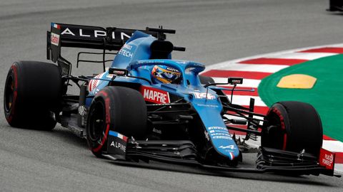 Fernando Alonso en las primeras vueltas del Gran Premio de Espaa de F1